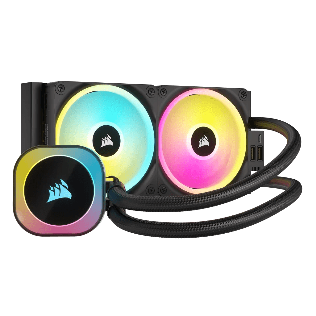 CORSAIR iCUE LINK H100i RGB BLACK/WHITE Liquid CPU Cooler - QX120 RGB Fans,240mm Radiator