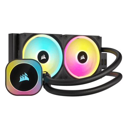 CORSAIR iCUE LINK H100i RGB BLACK/WHITE Liquid CPU Cooler - QX120 RGB Fans,240mm Radiator