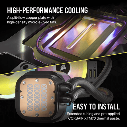 CORSAIR iCUE LINK H100i RGB BLACK/WHITE Liquid CPU Cooler - QX120 RGB Fans,240mm Radiator