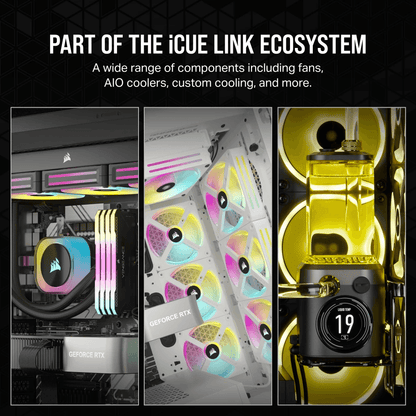 CORSAIR iCUE LINK H100i RGB BLACK/WHITE Liquid CPU Cooler - QX120 RGB Fans,240mm Radiator