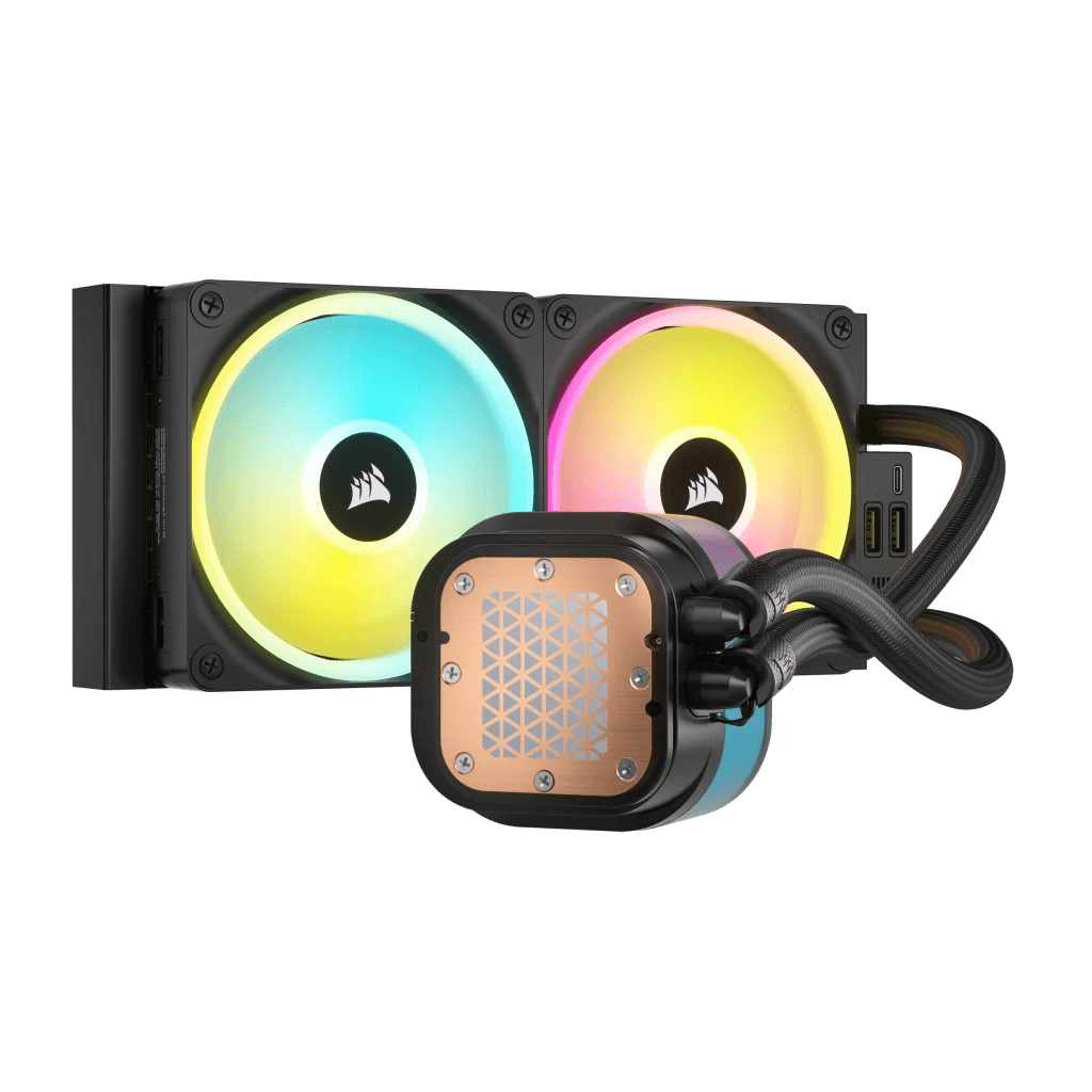 CORSAIR iCUE LINK H100i RGB BLACK/WHITE Liquid CPU Cooler - QX120 RGB Fans,240mm Radiator