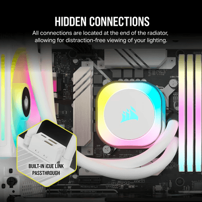 CORSAIR iCUE LINK H100i RGB BLACK/WHITE Liquid CPU Cooler - QX120 RGB Fans,240mm Radiator