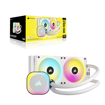 CORSAIR iCUE LINK H100i RGB BLACK/WHITE Liquid CPU Cooler - QX120 RGB Fans,240mm Radiator