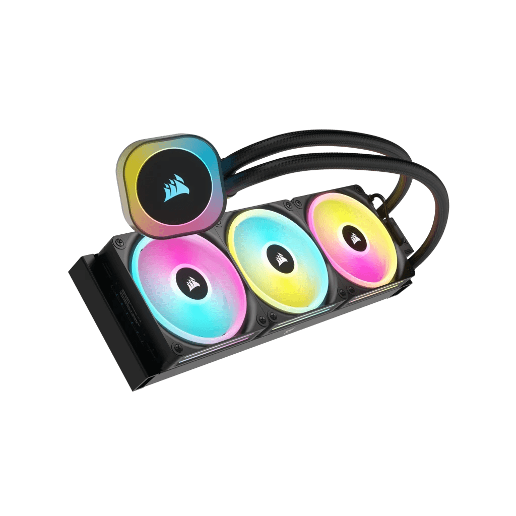 CORSAIR iCUE LINK H150i RGB BLACK/WHITE Liquid CPU Cooler - QX120 RGB Fans, 360mm Radiator