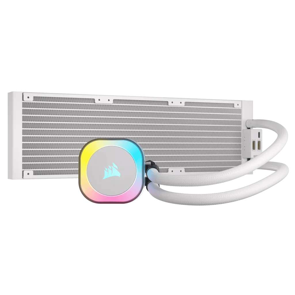CORSAIR iCUE LINK H150i RGB BLACK/WHITE Liquid CPU Cooler - QX120 RGB Fans, 360mm Radiator