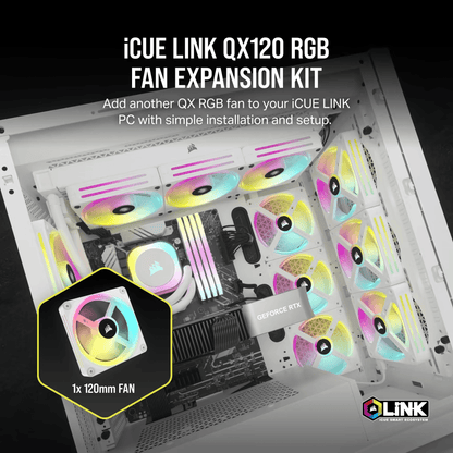 CORSAIR iCUE LINK QX120 RGB BLACK/WHITE, 120mm Magnetic Dome RGB Fan, Starter Kit (Triple Fan Kit)