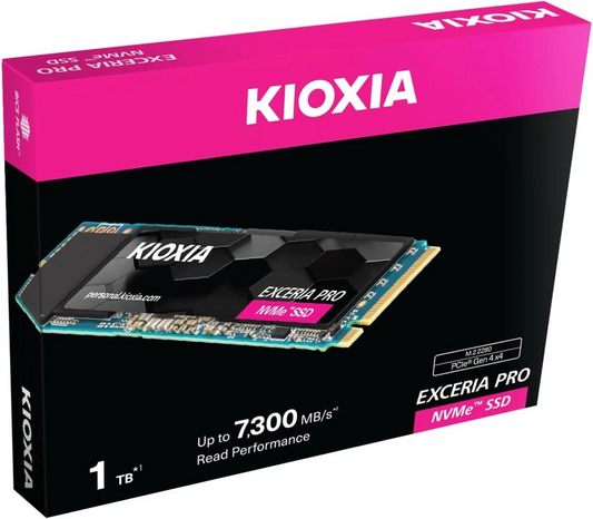 KIOXIA EXCERIA PRO NVMe SSD, M.2 2280 Form Factor, 1TB/2TB, 7300MB/s, 800,000 IOPS, PCI Express 4.0 Technology