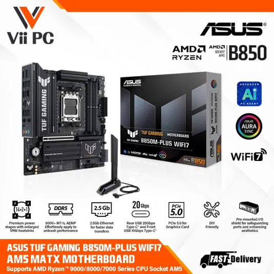 ASUS TUF GAMING B850M-PLUS WIFI7 PCIE5.0 DDR5 2.5GB ETHERNET WIFI 7 MATX GAMING MOTHERBOARD