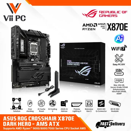 ASUS ROG CROSSHAIR X870E DARK HERO AMD AM5 ATX supports AMD Ryzen 9000/8000 series CPU socket AM5 GAMING MOTHERBOARD