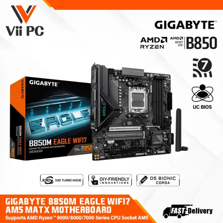 GIGABYTE B850M EAGLE WIFI7 AMD Supports AMD Ryzen 9000/8000/7000 Series CPU Socket AM5 MATX MOTHERBOARD