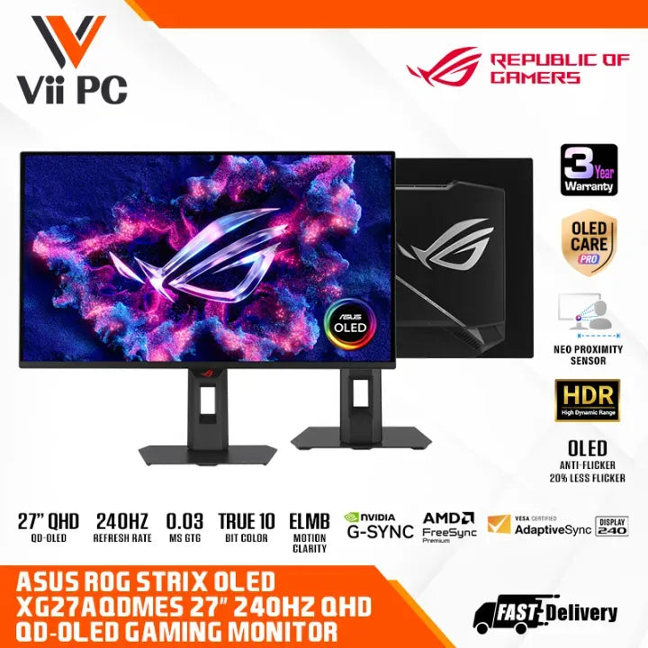 ASUS ROG Strix OLED XG27AQDMES 27INCH QHD 2K 240HZ 0.03MS 3rd GEN QD-OLED GAMING MONITOR