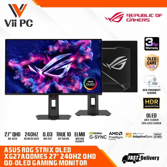 ASUS ROG Strix OLED XG27AQDMES 27INCH QHD 2K 240HZ 0.03MS 3rd GEN QD-OLED GAMING MONITOR