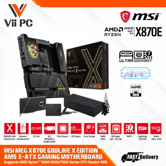 MSI MEG X870E GODLIKE X EDITION SUPPORT AM5 CPU DDR5 WIFI 7 GAMING MOTHERBOARD
