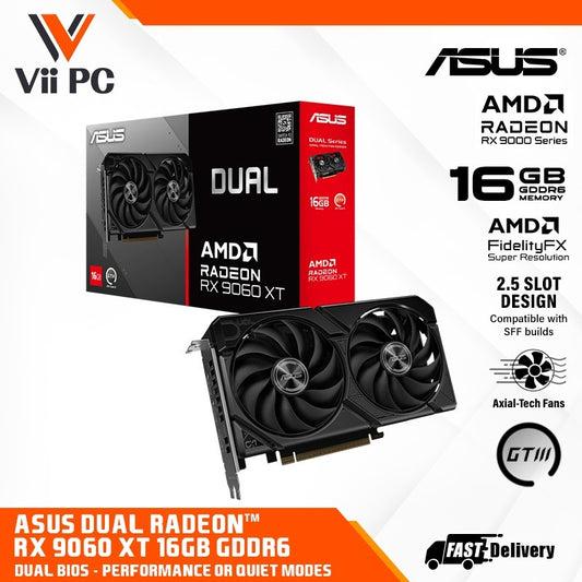 ASUS Dual Radeon™ RX 9060 XT / RX9060XT / 9060 XT 16GB GDDR6 2.5 SLOT DESIGN DUAL FAN GAMING GRAPHIC CARD