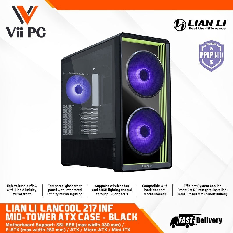 LIAN LI LANCOOL 217 INF SUPPORT ATX / MATX / ITX MOTHERBOARD BLACK OR WHITE ARGB ATX CASE