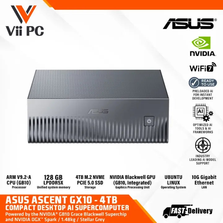 ASUS Ascent GX10 4TB 128GB Compact Desktop AI Supercomputer (1 YEAR WARRANTY)
