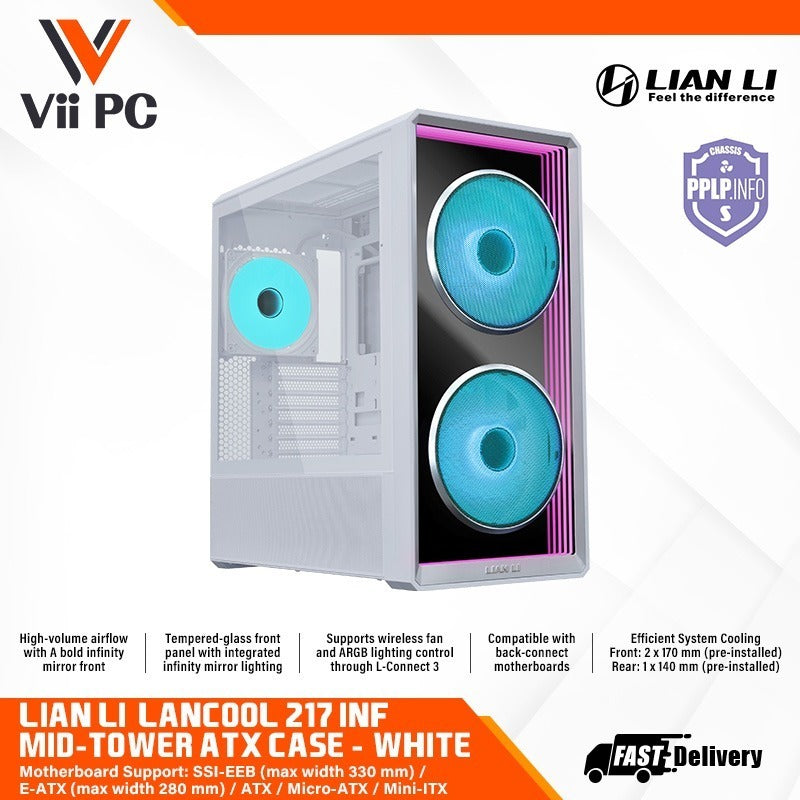 LIAN LI LANCOOL 217 INF SUPPORT ATX / MATX / ITX MOTHERBOARD BLACK OR WHITE ARGB ATX CASE