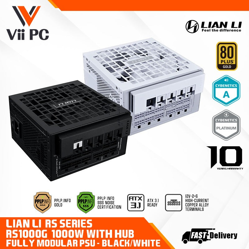 LIAN LI RS 1000W BLACK OR WHITE 80 Plus Gold ATX3.1 Full-Modular ATX POWER SUPPLY