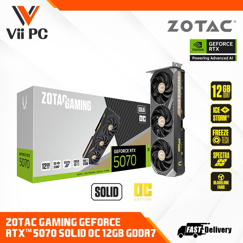 ZOTAC GAMING GeForce RTX 5070 / RTX5070 SOLID OC / NON OC 12GB DDR7 GAMING GRAPHIC CARD
