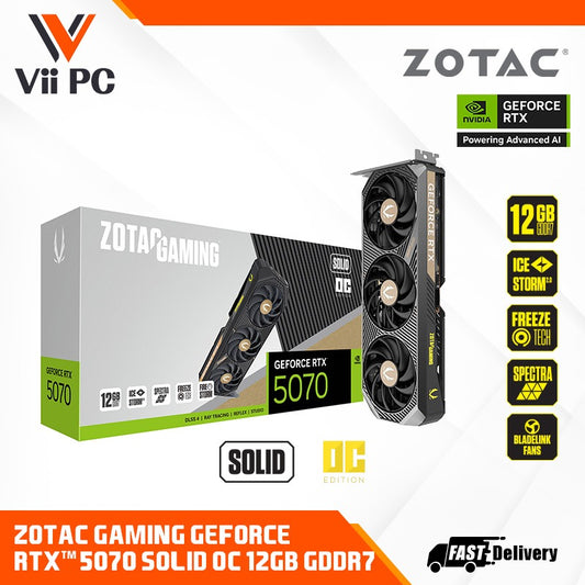 ZOTAC GAMING GeForce RTX 5070 / RTX5070 SOLID OC / NON OC 12GB DDR7 GAMING GRAPHIC CARD