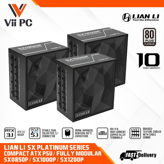 LIAN LI SX SX850P / SX1000P / SX1200P Platinum 80 PLUS Platinum & PPLP Platinum certified FULL MODULAR ATX3.1 PCIE 5.1 PSU