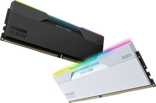 KLEVV CRAS V RGB DDR5 6000MHz CL28, 6000MHz CL30, 6400MHz CL32, 7200 CL34 (2x16GB & 2x24GB) - Black & White