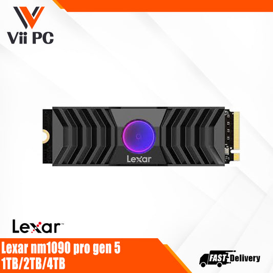 Lexar Professional NM1090 PCIe 5.0 SSD (1TB / 2TB / 4TB) - Read/Write speed up to 12000/11000MB/s, RGB heatsink with a heat-blasting fan