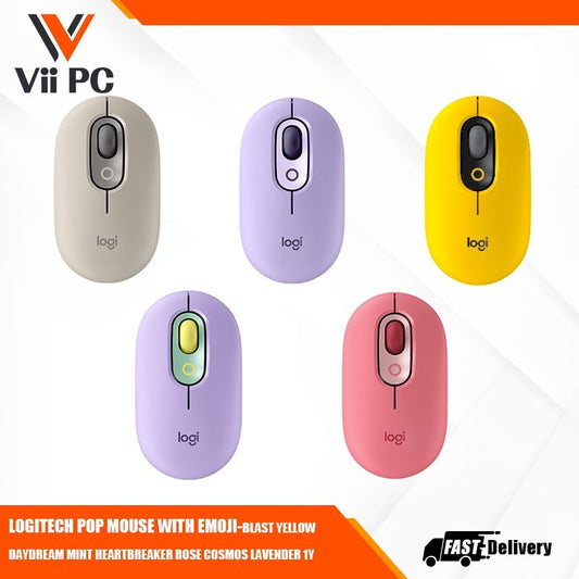 LOGITECH POP Wireless Mouse with Emoji Button Function (Blast Yellow/Daydream Mint/Heartbreaker Rose/Cosmos Lavender)