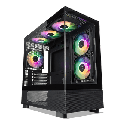 TECWARE INFINITY M ARGB - Omni Link DUAL TEMPERED GLASS MATX CASE - 3 x Omni Link ARGB Fans Included(2 side 1 rear), 360mm radiator(3x 120mm)