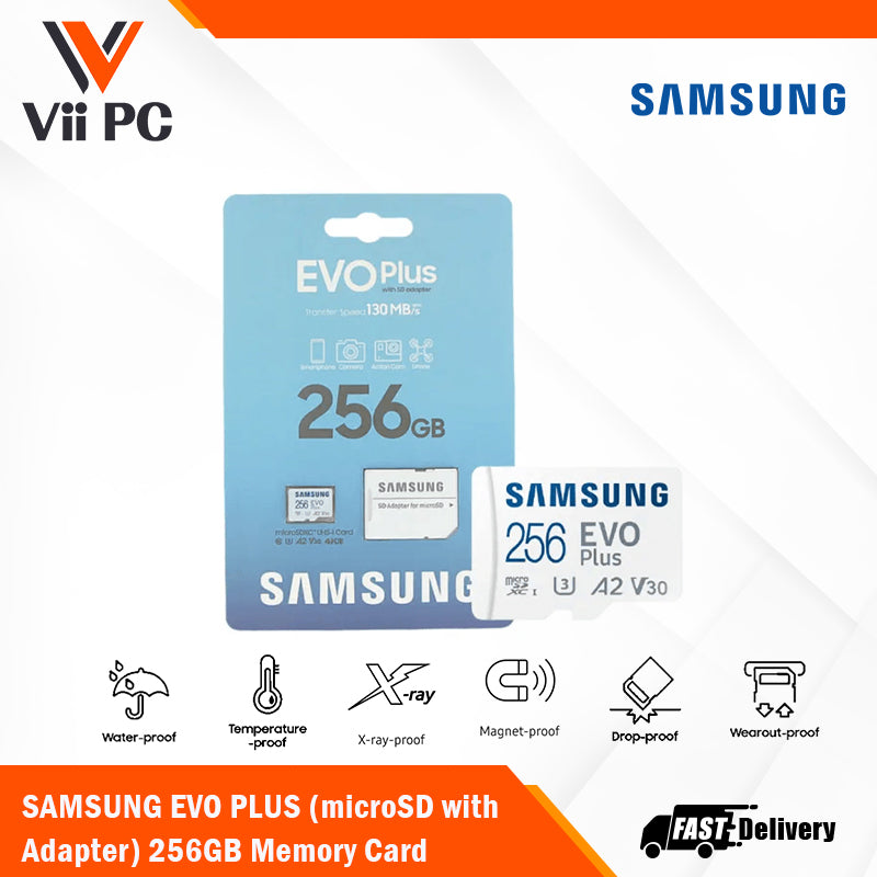 SAMSUNG EVO PLUS microSDXC Memory Card with Adapter 64GB/128GB/256GB/512GB Card up to 130MB/s Read, compatible to UHS-I