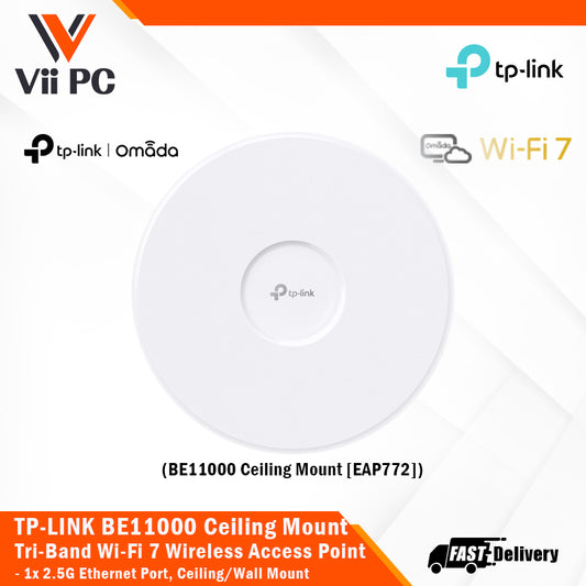 TP-LINK EAP772 BE11000 Ceiling Mount Tri-Band Wi-Fi 7 Wireless Access Point 1× 2.5G Port