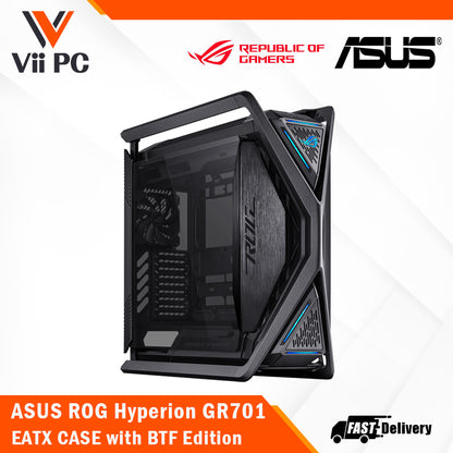 ASUS ROG HYPERION GR701 EATX CASE WITH BTF EDITION -  5 x 2.5" Bay, ARGB, 420mm Dual Radiator, 4x140mm Fans, Tempered Glass, 1 Yr Wty