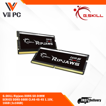 G.SKILL RIPJAWS DDR5 SO-DIMM 1 x 16GB/1 x 32GB / 4800 Mhz / CL38 ( SO DIMM Laptop ram ) Limited lifetime warranty