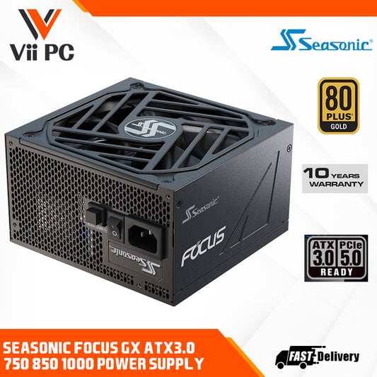 Seasonic FOCUS GX 750 850 1000 (750W/850W/1000W) ATX3.0 80 Plus® Gold Full-Modular - Fan Control in Fanless, Silent, and Cooling Mode, Perfect Power Supply for Gaming and Various Application