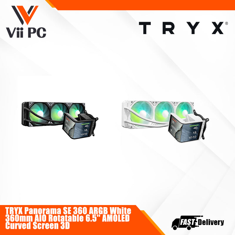 TRYX Panorama SE 360 ARGB White 360mm AIO Rotatable 6.5'' AMOLED