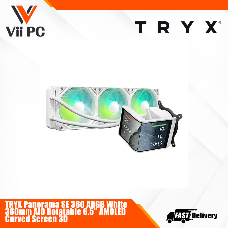 TRYX Panorama SE 360 ARGB White 360mm AIO Rotatable 6.5'' AMOLED