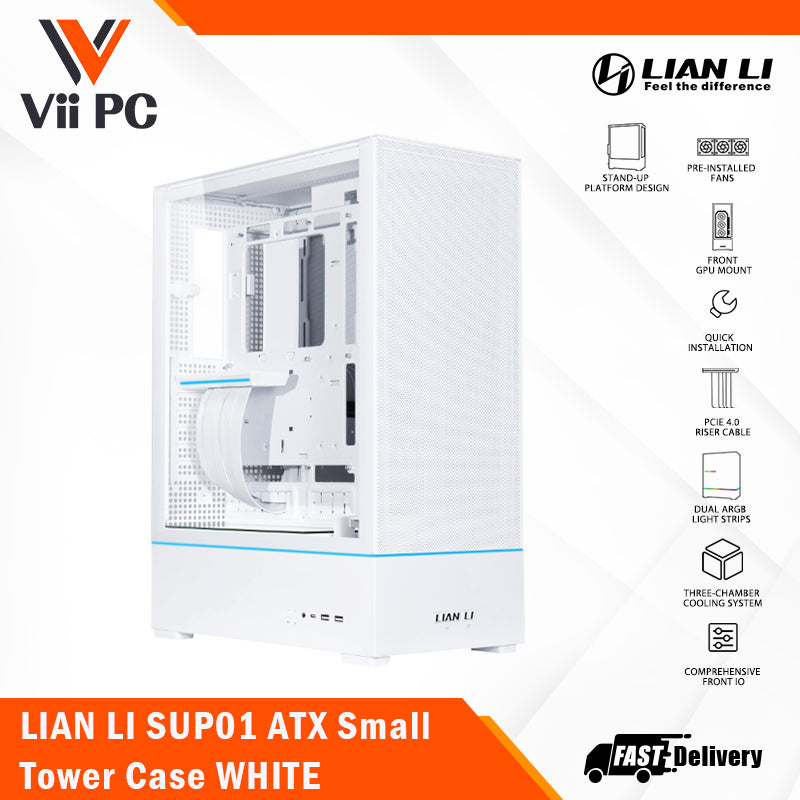 LIAN LI SUP01 BLACK/WHITE Tempered Glass ATX Small Tower CASE