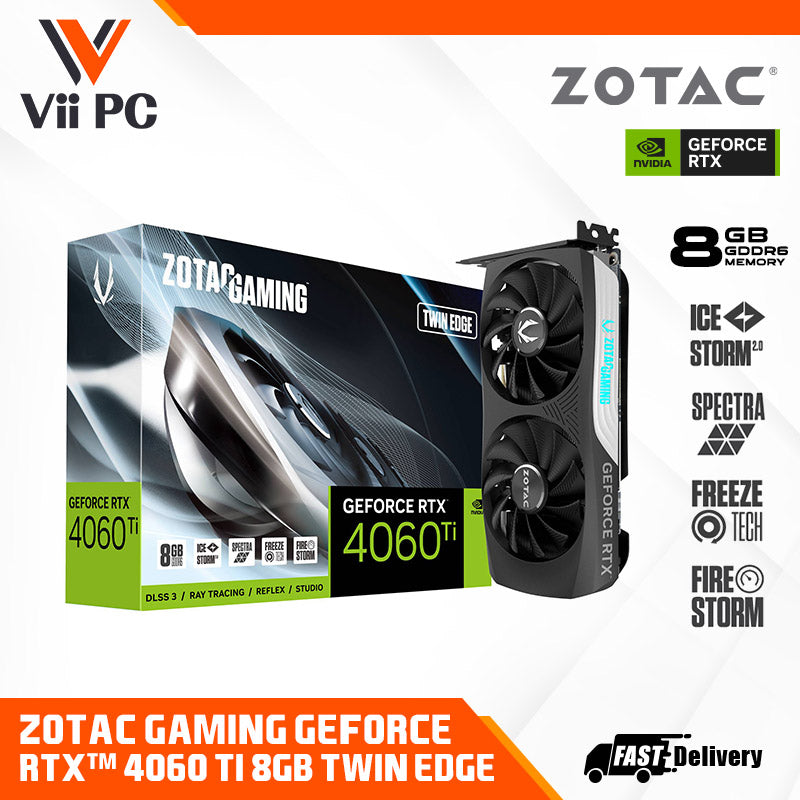 ZOTAC GAMING GeForce RTX 4060 Ti 8GB DDR6 Twin Edge GAMING Graphics Card (Black / OC White Edition)
